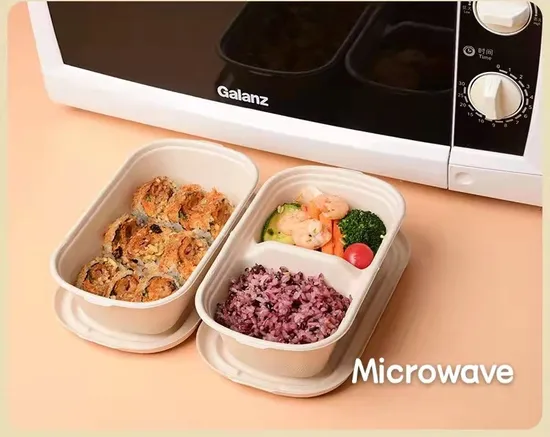環境に優しい堆肥化可能な使い捨てスープボウル、生分解性バガスパルプ紙食器、10インチ3コンパートメントプレート